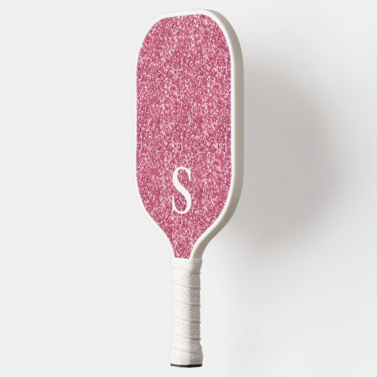 Elegant Roze Glitter Monogram Initiaal Pickleball Paddle (Links)