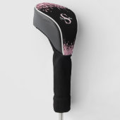 Elegant roze Glitter Monogram Naam Golfheadcover (Schuin)