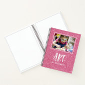 Elegant roze glitter Photo Sketchbook with Name No Notitieboek (Binnen)