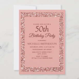 Elegant roze glitter Sparkle Women 50th Birthday Kaart