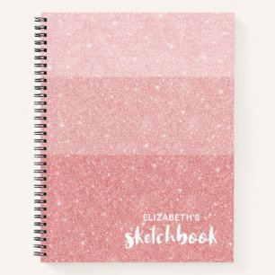 Elegant roze glitter-zakboek met naam notitieboek