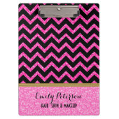 Elegant Roze Glitter Zwart Chevron Goud Accenten C Klembord (Voorkant)