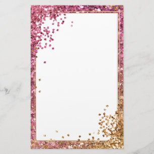 Elegant roze glitterpapier, 5,5 x 8,5 inch briefpapier