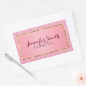 Elegant roze glitterpatroon rechthoekige sticker (Envelop)