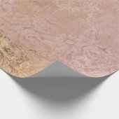 Elegant  Roze Gold Foil Damask-decoupage Cadeaupapier (Hoek)