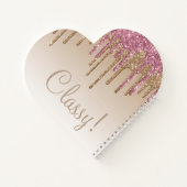 Elegant roze Gold Glitter Script Classy Glam Ombré Notitieboek (Achterkant)