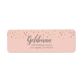 Elegant Roze & Gold Raindrops Bat Mitzvah Etiket (Voorkant)