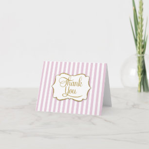 Elegant Roze Gold Stripe Hartelijk dank Bedankkaart