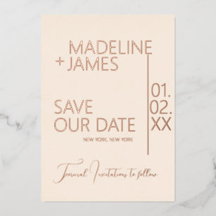 ELEGANT Roze Goud Bruin Save the Date Aankondiging