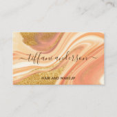 Elegant roze goud Glitter marmer Agate Visitekaartje (Voorkant)