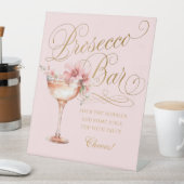 Elegant Roze Goud Prosecco Bar Pedestal Sign Reclamebord Met Voetstuk (Insitu)