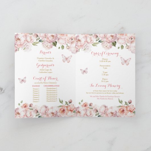 Elegant Roze Goud Quinceañera Programma Sjabloon (Binnen)