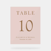 Elegant Roze Goud Trouwtafel Nummer Acryl Bord (Voorkant)