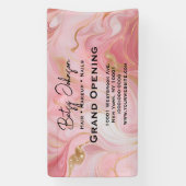 Elegant roze goud wit gemarmerd Business Sign Spandoek (Verticaal)