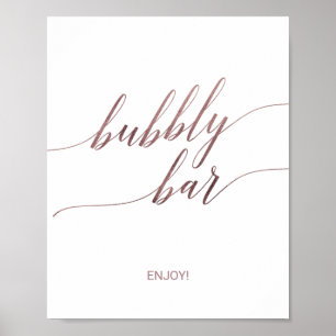 Elegant Roze Gouden Calligrafie Bruisende Bar Bord Poster