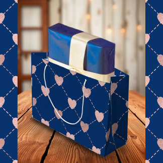 Elegant Roze Gouden Hart Patroon Chic Romantisch Groot Cadeauzakje