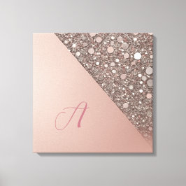 Elegant Roze Gouden Monogram Canvas Afdruk