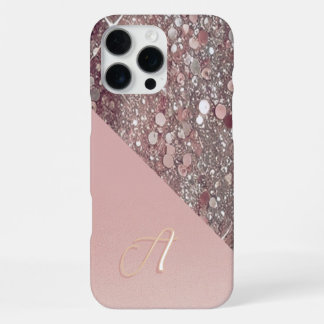Elegant Roze Gouden Monogram iPhone 16 Pro Max Hoesje