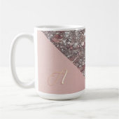 Elegant Roze Gouden Monogram Koffiemok (Links)