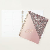 Elegant roze gouden monogram planner (Display)