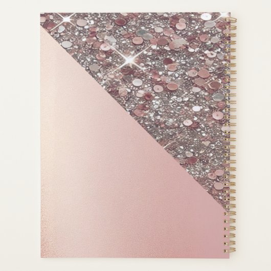 Elegant roze gouden monogram planner (Achterkant)