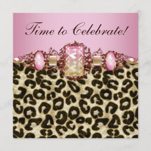 Elegant roze gouden roze luipaard verjaardagsfeest kaart