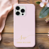 Elegant Roze Gouden Script Initiaal Monogram iPhone Hoesje