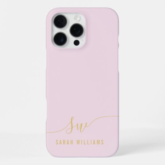 Elegant Roze Gouden Script Initiaal Monogram iPhone Hoesje (Achterkant)