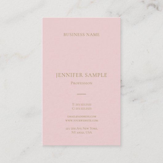 Elegant roze gouden tekst Moderne Minimale Sjabloo Visitekaartje (Achterkant)