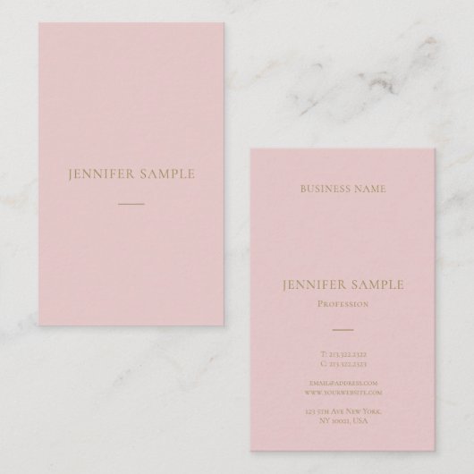 Elegant roze gouden tekst Moderne Minimale Sjabloo Visitekaartje (Voorkant / Achterkant)