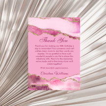 Elegant Roze & Gouden Verjaardagsfeest Dank je