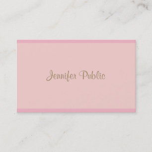 Elegant roze goudkalligrafie script Modern Plain Visitekaartje