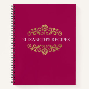 Elegant roze goudmonogram Recipbook Cookbook Notitieboek