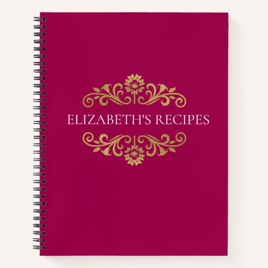 Elegant roze goudmonogram Recipbook Cookbook Notitieboek (Voorkant)