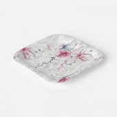 Elegant Roze Grijs Bloemen Wit Duif Bruiloft Papieren Bordje (Gebogen)