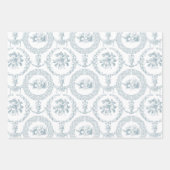 Elegant roze, grijs en blauw op witte gegraveerde  inpakpapier vel (Voorkant)