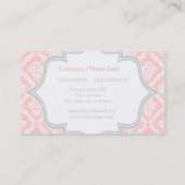 Elegant roze, grijs, ivoren damast patroon monogra visitekaartje (Achterkant)