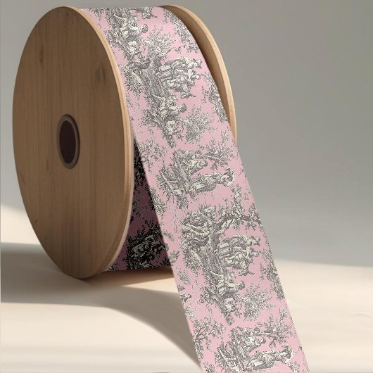 Elegant  roze grijs toile de jouy lint