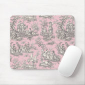 Elegant roze grijs toile de jouy muismat (Met muis)