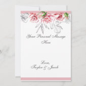 Elegant roze grijze Floral bruiloft Bedankkaart (Achterkant)
