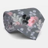 Elegant roze grijze Floral Pattern Stropdas (Opgerold)
