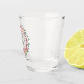 Elegant roze groene cirkel Lijst monogram Shot Glas (Rechts)