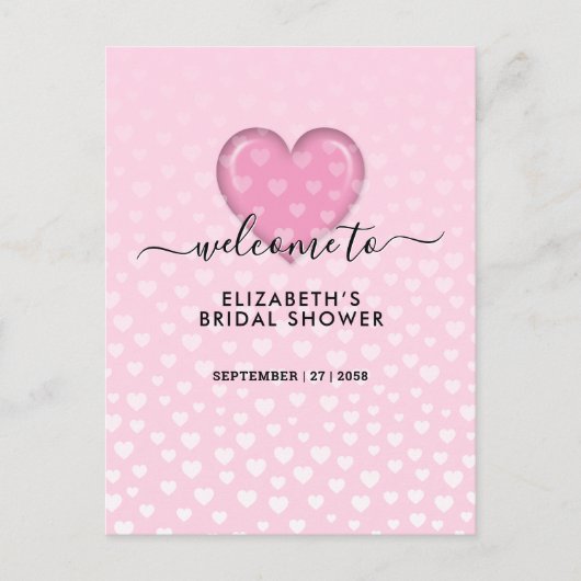 Elegant roze hart en spikkels ontwerp aankondigingskaart (Voorkant)