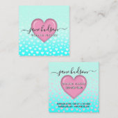 Elegant roze hart en spikkels ontwerp vierkante visitekaartje (Voorkant / Achterkant)