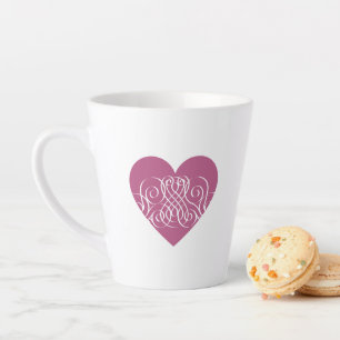 Elegant Roze Hart Filigraan, Romantisch Cadeau-ide Latte Mok
