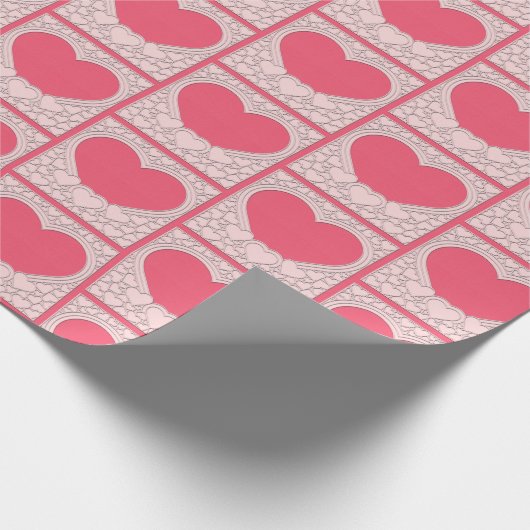 Elegant Roze Hart Gelukkig Valentijnsdag Stijlvol Cadeaupapier (Hoek)