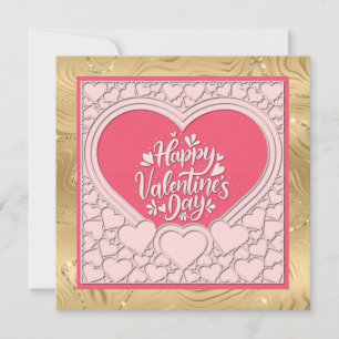 Elegant Roze Hart Gelukkig Valentijnsdag Stijlvol Kaart