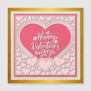 Elegant Roze Hart Gelukkig Valentijnsdag Stijlvol Magnetische Uitnodiging