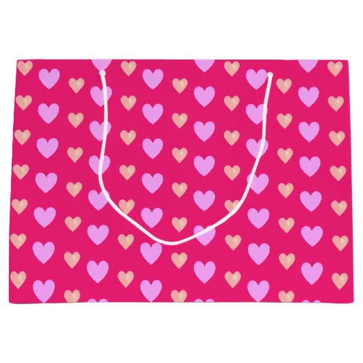 Elegant roze hart op magenta roze groot cadeauzakje (Voorkant)