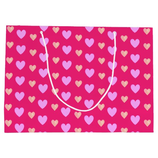 Elegant roze hart op magenta roze groot cadeauzakje (Achterkant)
